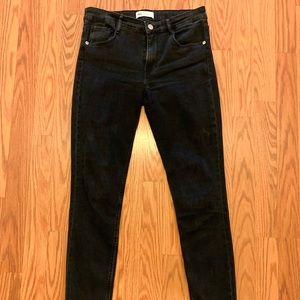 Zara | Distressed Black Stretch Ankle Jeans